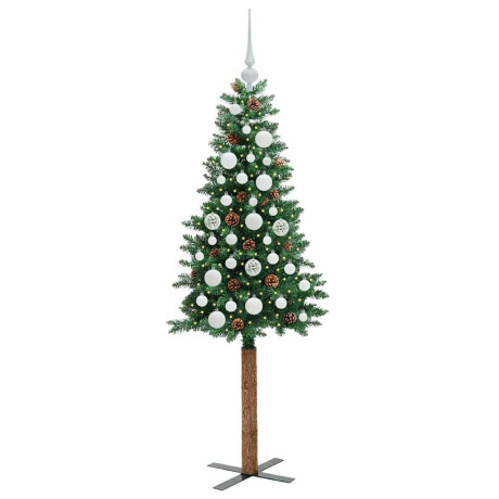 vidaXL Slanke Kerstboom Groen 150 cm PVC en massief dennenhout afbeelding3 - 1