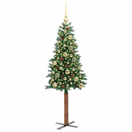 vidaXL Slanke Kerstboom Groen 150 cm PVC en massief dennenhout afbeelding3 - 1