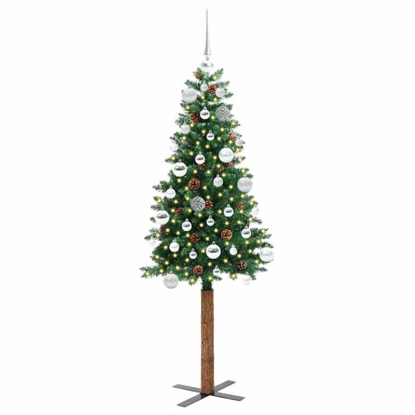 vidaXL Slanke Kerstboom Groen 150 cm PVC en massief dennenhout afbeelding3 - 1