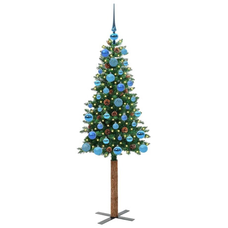 vidaXL Slanke Kerstboom Groen 150 cm PVC en massief dennenhout afbeelding3 - 1