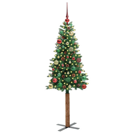 vidaXL Slanke Kerstboom Groen 150 cm PVC en massief dennenhout afbeelding3 - 1