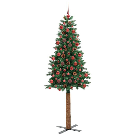 vidaXL Slanke Kerstboom Groen 180 cm PVC en massief dennenhout afbeelding3 - 1