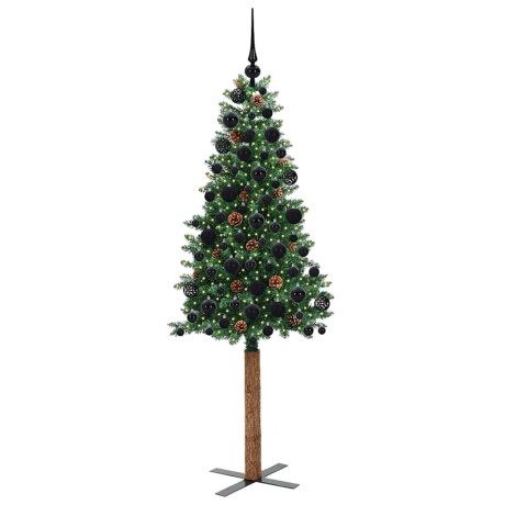 vidaXL Slanke Kerstboom Groen 180 cm PVC en massief dennenhout afbeelding3 - 1