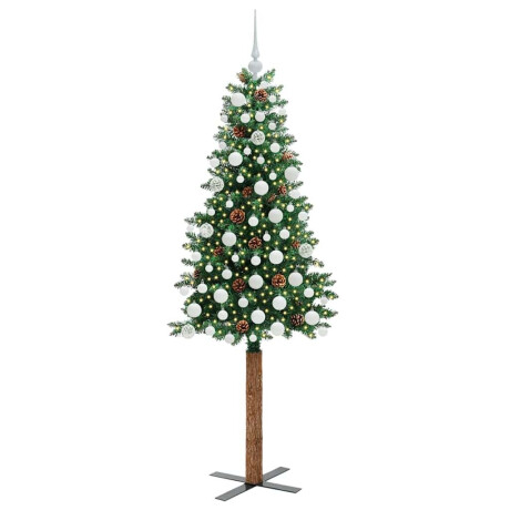 vidaXL Slanke Kerstboom Groen 180 cm PVC en massief dennenhout afbeelding3 - 1