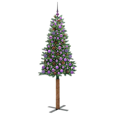 vidaXL Slanke Kerstboom Groen 180 cm PVC en massief dennenhout afbeelding3 - 1
