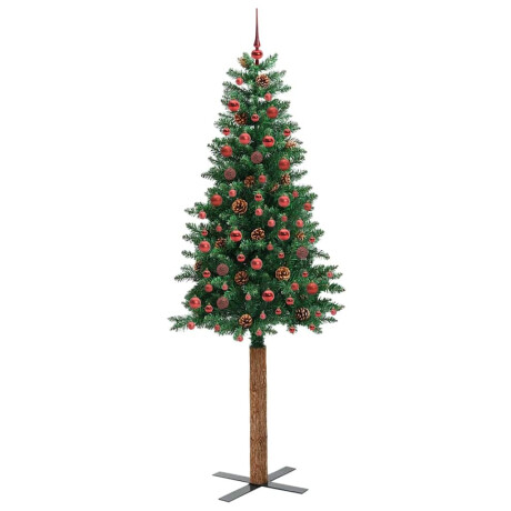 vidaXL Slanke Kerstboom Groen 210 cm PVC en massief dennenhout afbeelding3 - 1