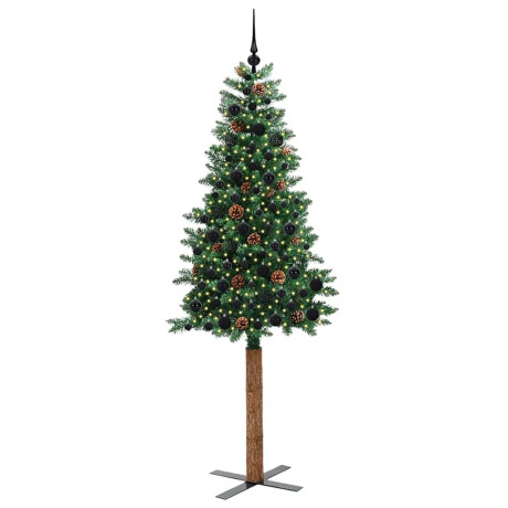 vidaXL Slanke Kerstboom Groen 210 cm PVC en massief dennenhout afbeelding3 - 1