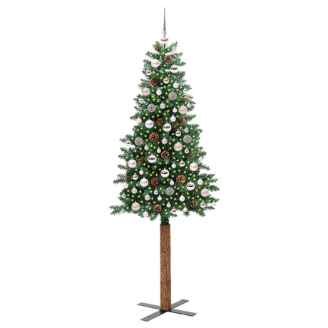 vidaXL Slanke Kerstboom Groen 210 cm PVC en massief dennenhout afbeelding3 - 1