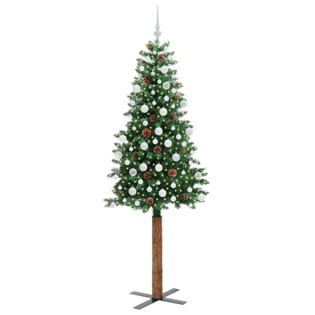 vidaXL Slanke Kerstboom Groen 210 cm PVC en massief dennenhout afbeelding3 - 1