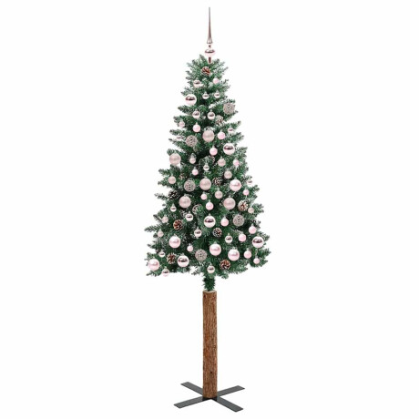 vidaXL Slanke Kerstboom Groen en Wit 180 cm PVC en massief dennenhout afbeelding3 - 1