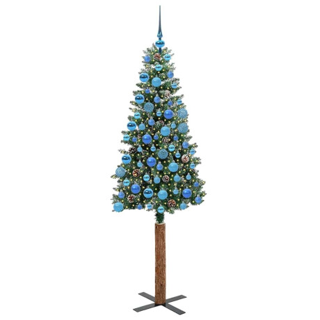 vidaXL Slanke Kerstboom Groen en Wit 180 cm PVC en massief dennenhout afbeelding3 - 1