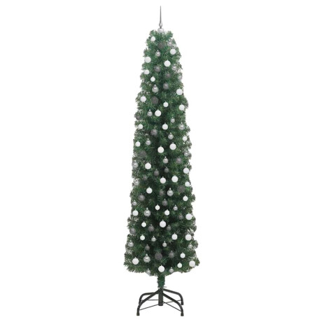 vidaXL Slanke Kerstboom Groen 61 x 61 x 240 cm Kunststof en metaal afbeelding3 - 1