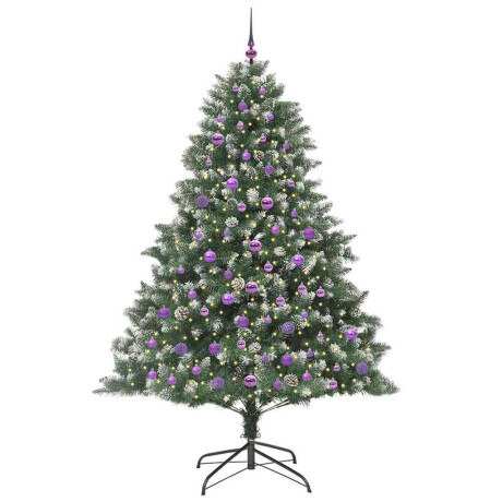 vidaXL Kunstkerstboom Groen 140 x 140 x 210 cm PVC en Plastic en Staal afbeelding3 - 1
