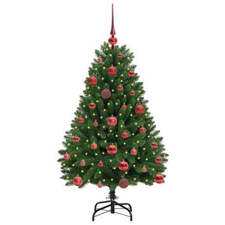 vidaXL Kunstkerstboom met LED -striplichten Groen 120 cm PVC en Metaal afbeelding3 - 1