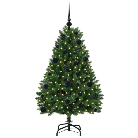 vidaXL Kunstkerstboom met LED -striplichten Groen 120 cm PVC en Metaal afbeelding3 - 1