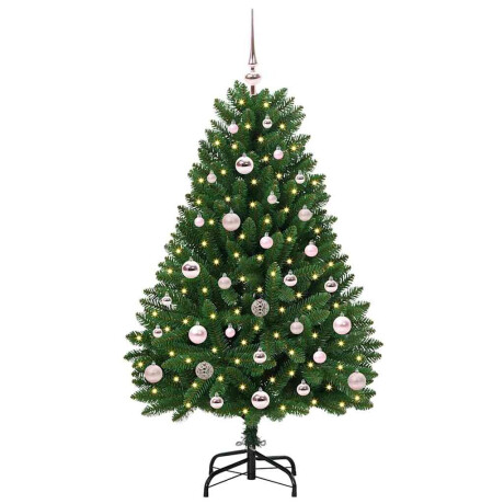 vidaXL Kunstkerstboom met LED -striplichten Groen 120 cm PVC en Metaal afbeelding3 - 1