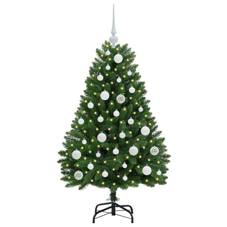 vidaXL Kunstkerstboom met LED -striplichten Groen 120 cm PVC en Metaal afbeelding3 - 1