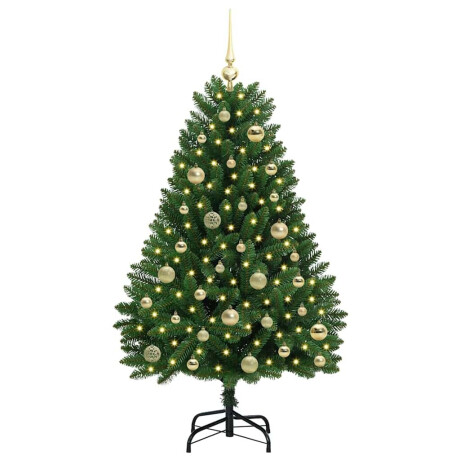 vidaXL Kunstkerstboom met LED -striplichten Groen 120 cm PVC en Metaal afbeelding3 - 1