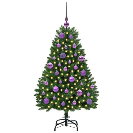 vidaXL Kunstkerstboom met LED -striplichten Groen 120 cm PVC en Metaal afbeelding3 - 1