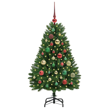 vidaXL Kunstkerstboom met LED -striplichten Groen 120 cm PVC en Metaal afbeelding3 - 1