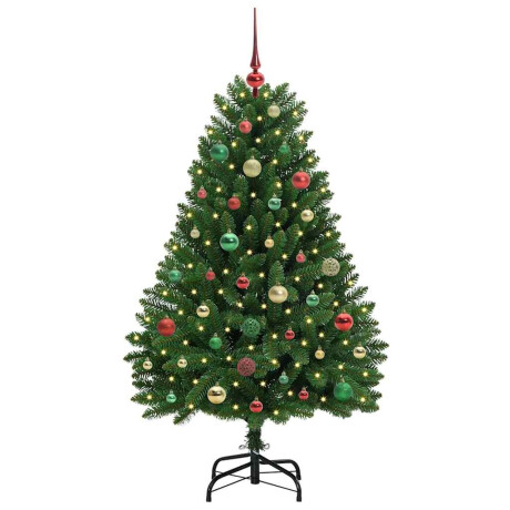 vidaXL Kunstkerstboom met LED -striplichten Groen 150 cm PVC en Metaal afbeelding3 - 1