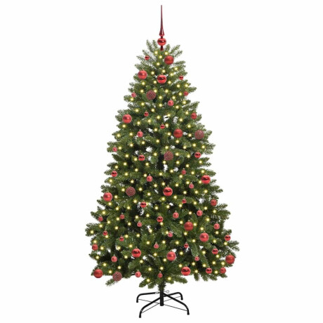 vidaXL Kunstkerstboom met LED -striplichten Groen 180 cm PVC en Metaal afbeelding3 - 1
