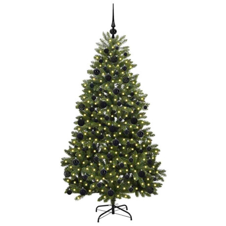 vidaXL Kunstkerstboom met LED -striplichten Groen 180 cm PVC en Metaal afbeelding3 - 1