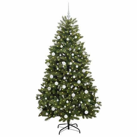 vidaXL Kunstkerstboom met LED -striplichten Groen 180 cm PVC en Metaal afbeelding3 - 1