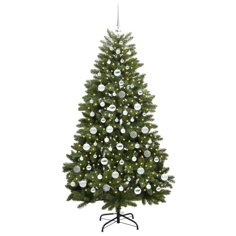 vidaXL Kunstkerstboom met LED -striplichten Groen 180 cm PVC en Metaal afbeelding3 - 1