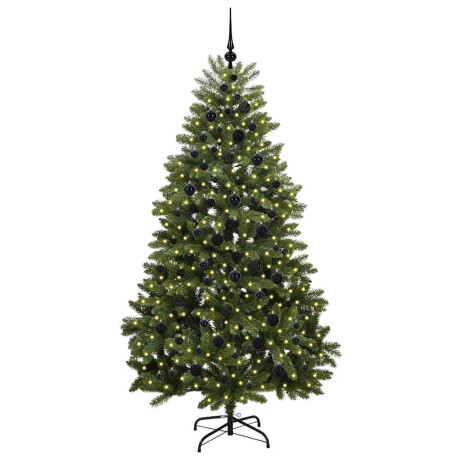vidaXL Kunstkerstboom met LED -striplichten Groen 210 cm PVC en Metaal afbeelding3 - 1