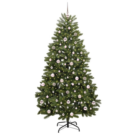 vidaXL Kunstkerstboom met LED -striplichten Groen 210 cm PVC en Metaal afbeelding3 - 1