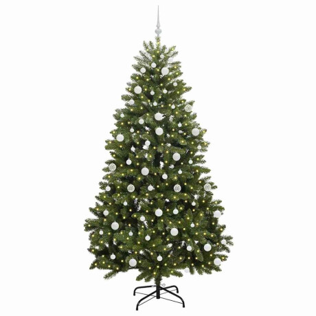 vidaXL Kunstkerstboom met LED -striplichten Groen 210 cm PVC en Metaal afbeelding3 - 1