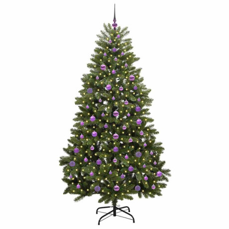 vidaXL Kunstkerstboom met LED -striplichten Groen 210 cm PVC en Metaal afbeelding3 - 1