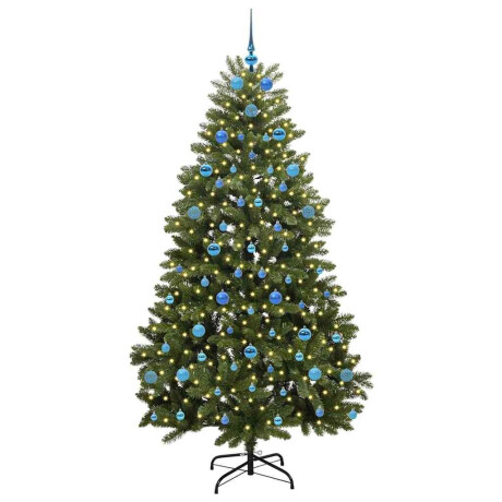 vidaXL Kunstkerstboom met LED -striplichten Groen 210 cm PVC en Metaal afbeelding3 - 1