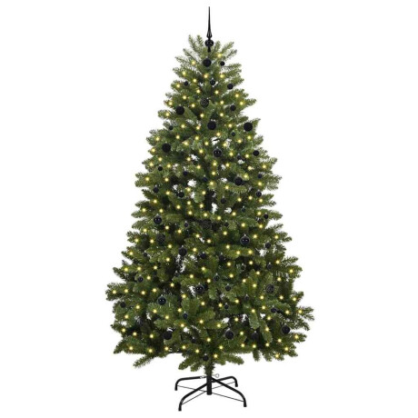 vidaXL Kunstkerstboom met LED -striplichten Groen 240 cm PVC en Metaal afbeelding3 - 1