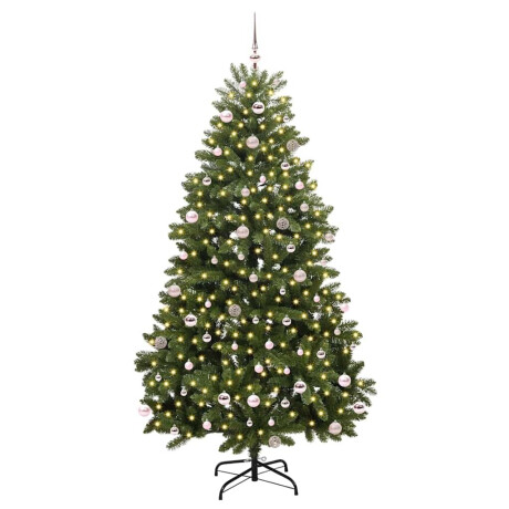 vidaXL Kunstkerstboom met LED -striplichten Groen 240 cm PVC en Metaal afbeelding3 - 1