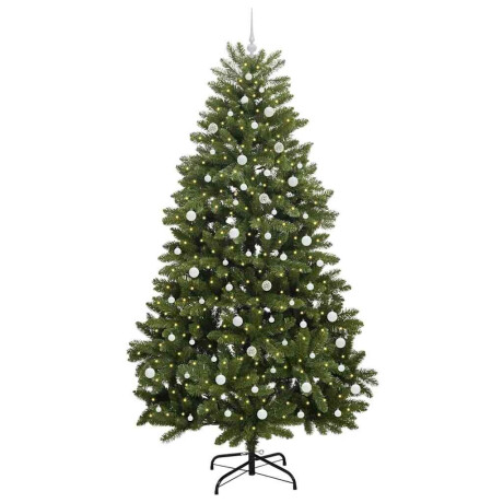 vidaXL Kunstkerstboom met LED -striplichten Groen 240 cm PVC en Metaal afbeelding3 - 1