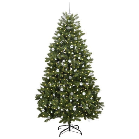 vidaXL Kunstkerstboom met LED -striplichten Groen 240 cm PVC en Metaal afbeelding3 - 1