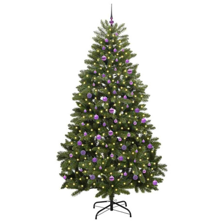 vidaXL Kunstkerstboom met LED -striplichten Groen 240 cm PVC en Metaal afbeelding3 - 1
