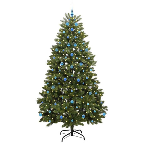 vidaXL Kunstkerstboom met LED -striplichten Groen 240 cm PVC en Metaal afbeelding3 - 1