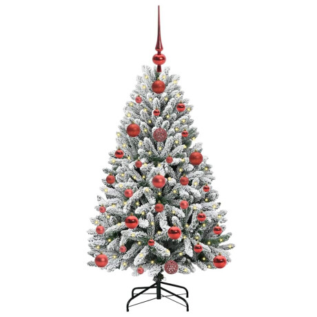 vidaXL Kunstkerstboom Groen en Wit 120 cm PVC en Metaal afbeelding3 - 1