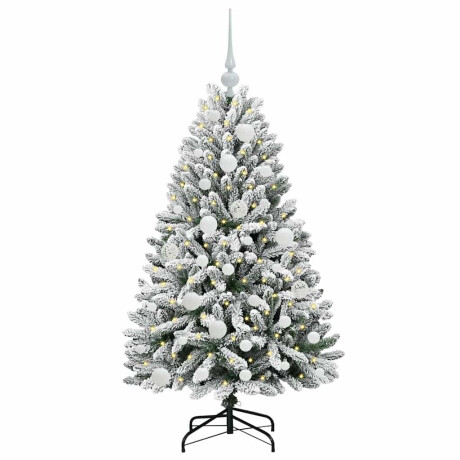 vidaXL Kunstkerstboom Groen en Wit 120 cm PVC en Metaal afbeelding3 - 1