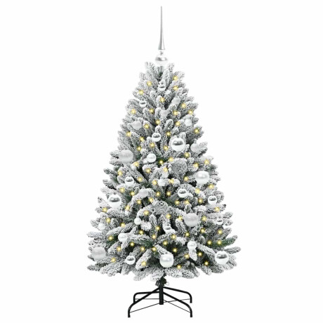 vidaXL Kunstkerstboom Groen en Wit 120 cm PVC en Metaal afbeelding3 - 1