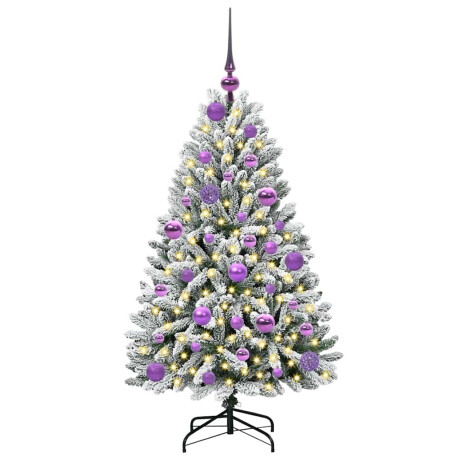 vidaXL Kunstkerstboom Groen en Wit 120 cm PVC en Metaal afbeelding3 - 1