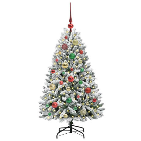 vidaXL Kunstkerstboom Groen en Wit 120 cm PVC en Metaal afbeelding3 - 1
