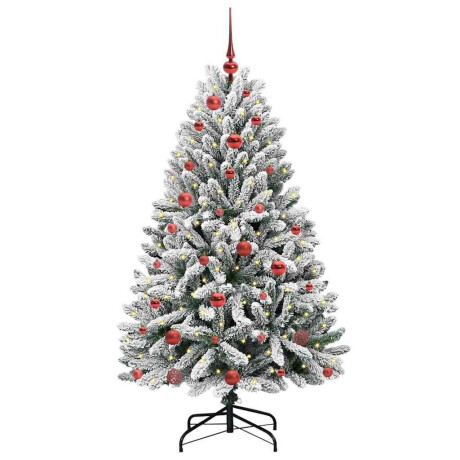 vidaXL Kunstkerstboom Groen en Wit 150 cm PVC en Metaal afbeelding3 - 1
