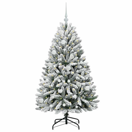 vidaXL Kunstkerstboom Groen en Wit 150 cm PVC en Metaal afbeelding3 - 1