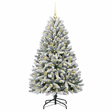 vidaXL Kunstkerstboom Groen en Wit 150 cm PVC en Metaal afbeelding3 - 1