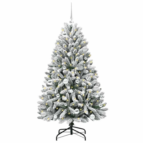 vidaXL Kunstkerstboom Groen en Wit 150 cm PVC en Metaal afbeelding3 - 1