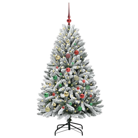 vidaXL Kunstkerstboom Groen en Wit 150 cm PVC en Metaal afbeelding3 - 1
